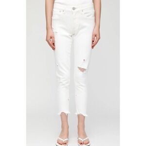MOUSSY Vintage Jeans 27 White Japan Denim Slim Distressed Glendale Raw Hem Ankle